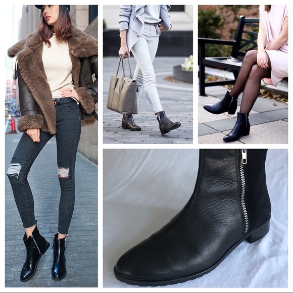 Sleek Black Leather/Suede Ankle Boots size 7 - Picture 13 of 13